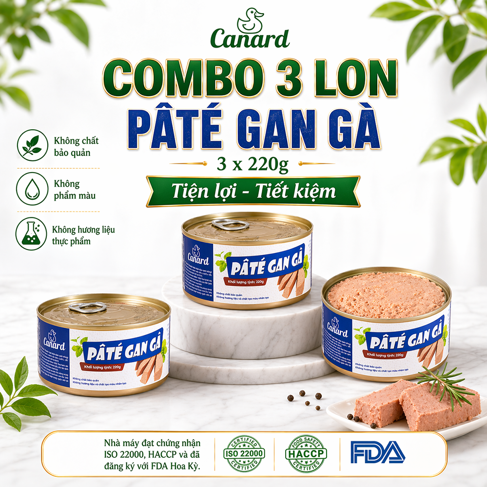 Combo 3 lon Pâté Gan Gà của Canard 220g – Mềm mịn, thơm béo chuẩn Pháp
